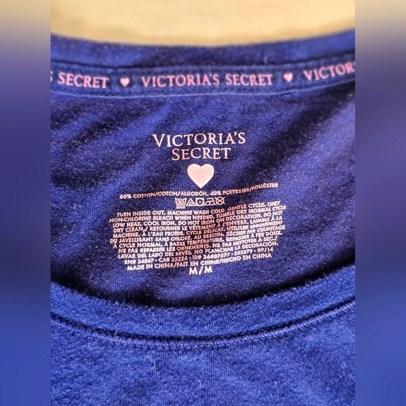 Victoria's Secret Navy Blue & Gold Glitter "You Wish" Nightgown Top Dress Size M - Picture 7 of 8